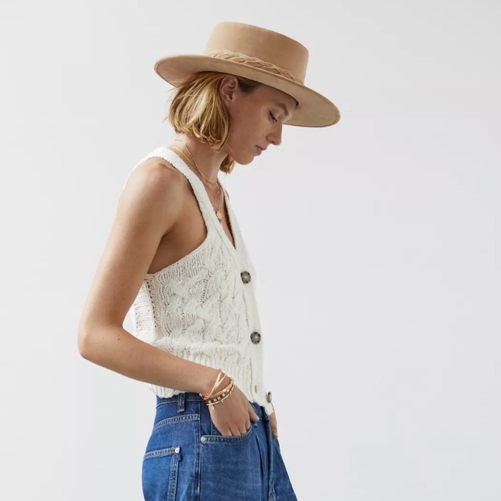 Anthropologie ASN Ashton Trimmed Boater Hat